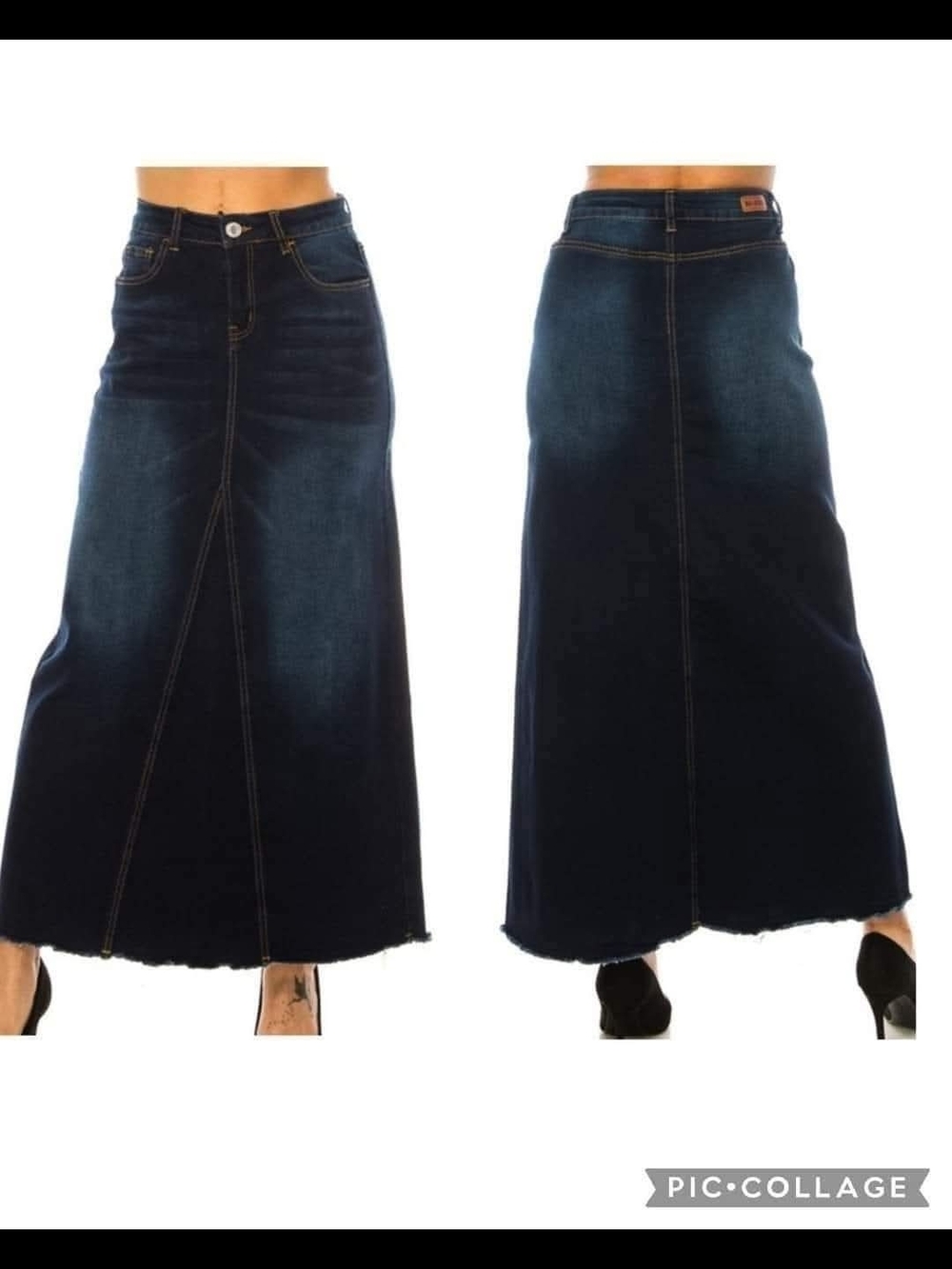 Dark Indigo Denim Maxi Skirt by